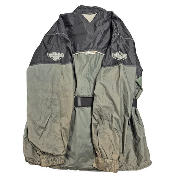 Firstgear Motorcycle Convertible Nylon Rain Jacket /Bag Black/Green  Sz L - Picture 2 of 9